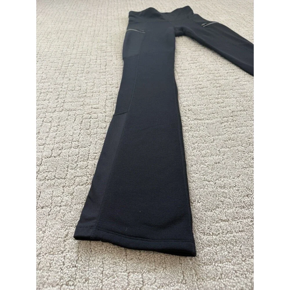 Athleta Polartec Powerlift Pants Womens Small Tall Black Fleece Bootcut Zip